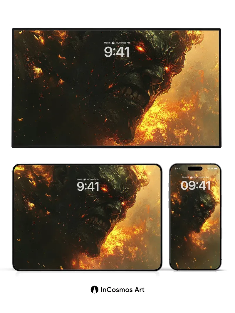 Infernal Wrath Wallpaper with Molten Gaze