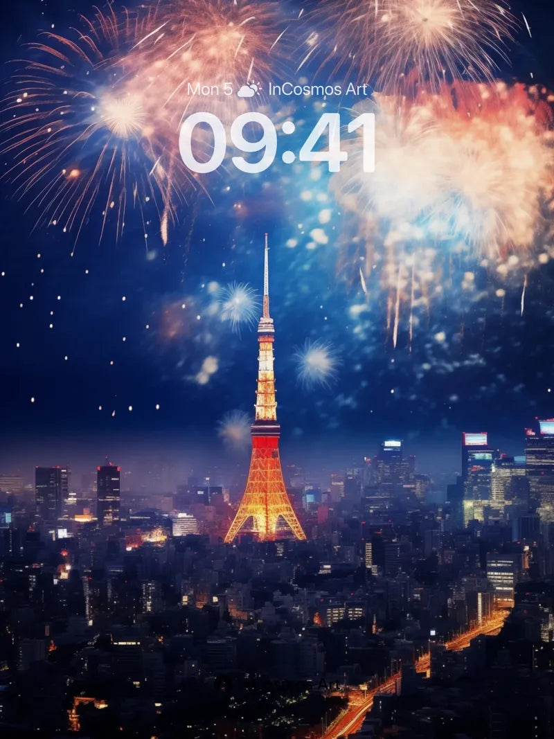 Firework Symphony Wallpaper with Tokyo's Pulse