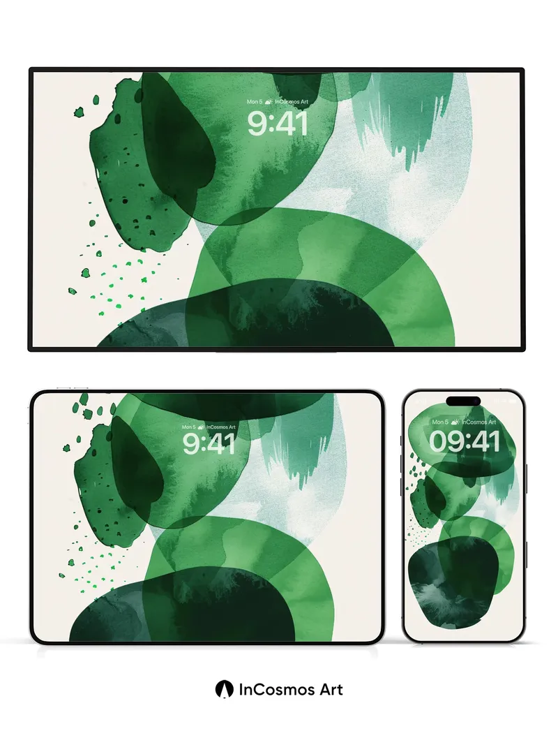Emerald Hush Wallpaper with Watercolor Depth