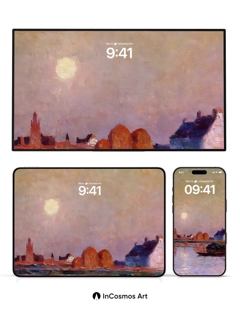 Moonlit Watercolor Wallpaper with Haunting Reflections