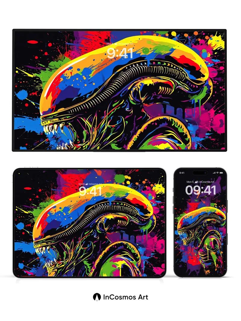 Neon Nightmare Wallpaper with Paint Splatter Pulse