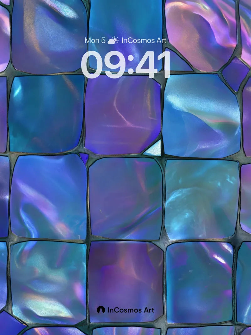 Iridescent Grid Wallpaper with Liquid Light