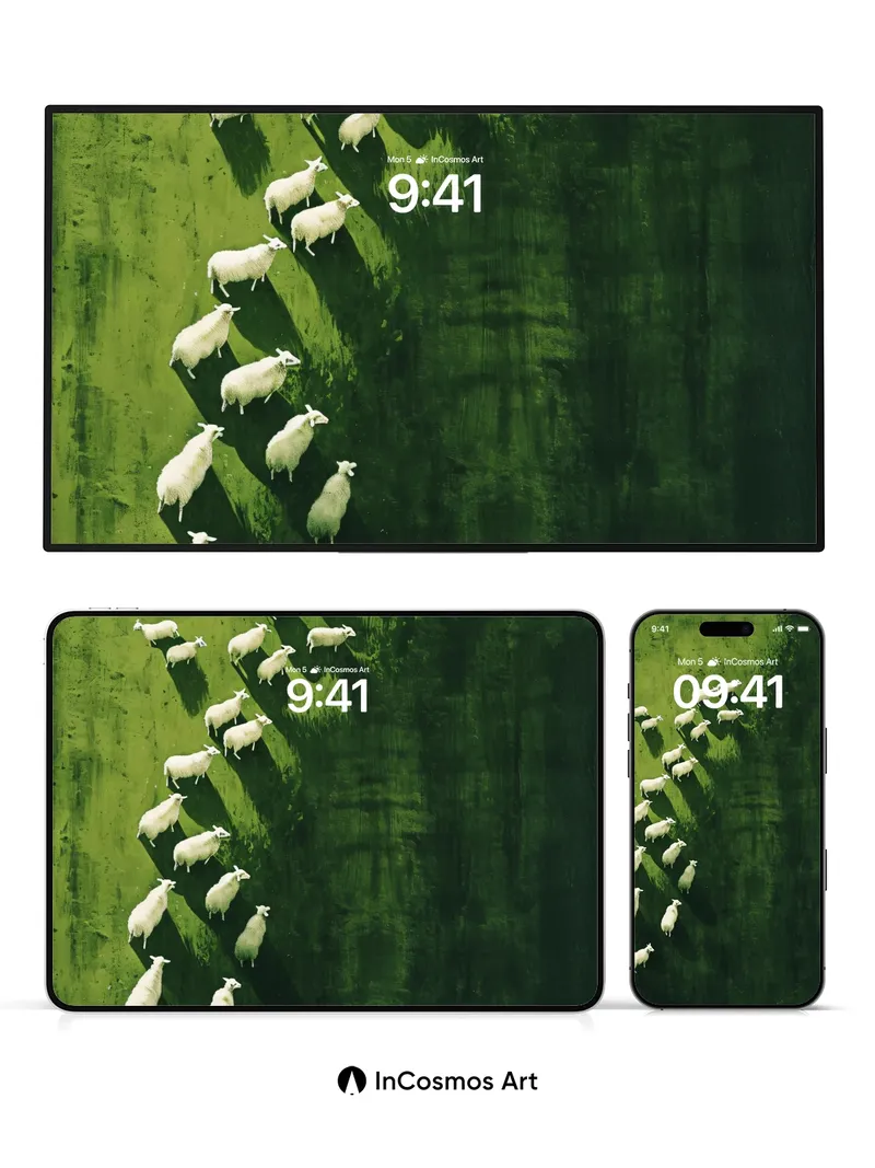 Serenity Flock Wallpaper with Emerald Shadows