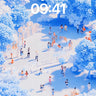 Cerulean Reverie Wallpaper with Floating Figures wallpaper for iPhone, iPad & Mac