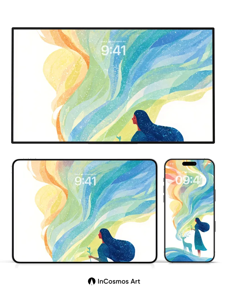 Cosmic Whirl Wallpaper with Starlit Silhouettes