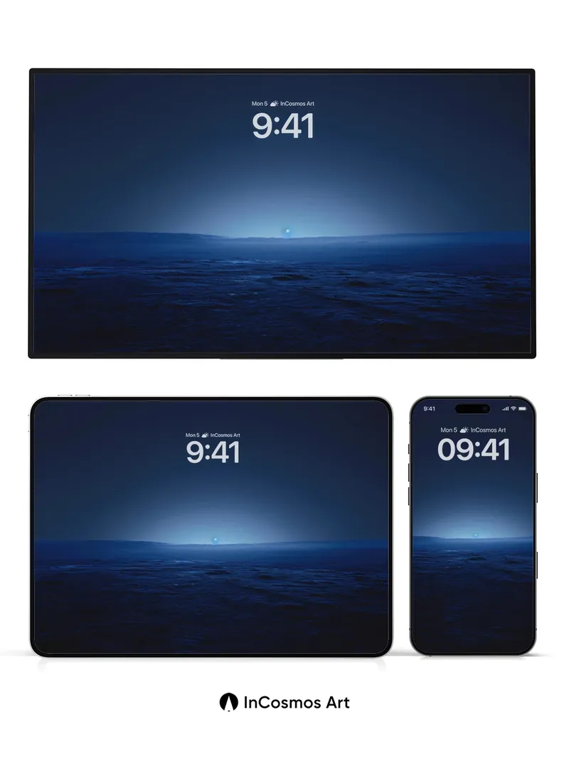 Midnight Horizon Wallpaper with Lunar Glow