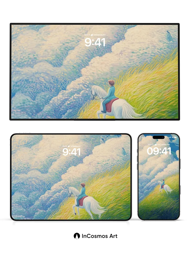 Cloud-Clad Ridge Wallpaper with Whispering Grass