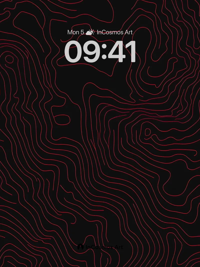 Obsidian Contour Wallpaper with Crimson Veins