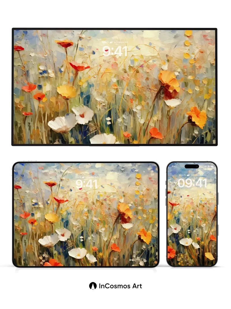 Sunlit Meadow Wallpaper with Whispering Petals