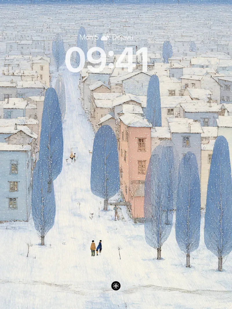 Winter Serenity Snowy Town Wallpaper