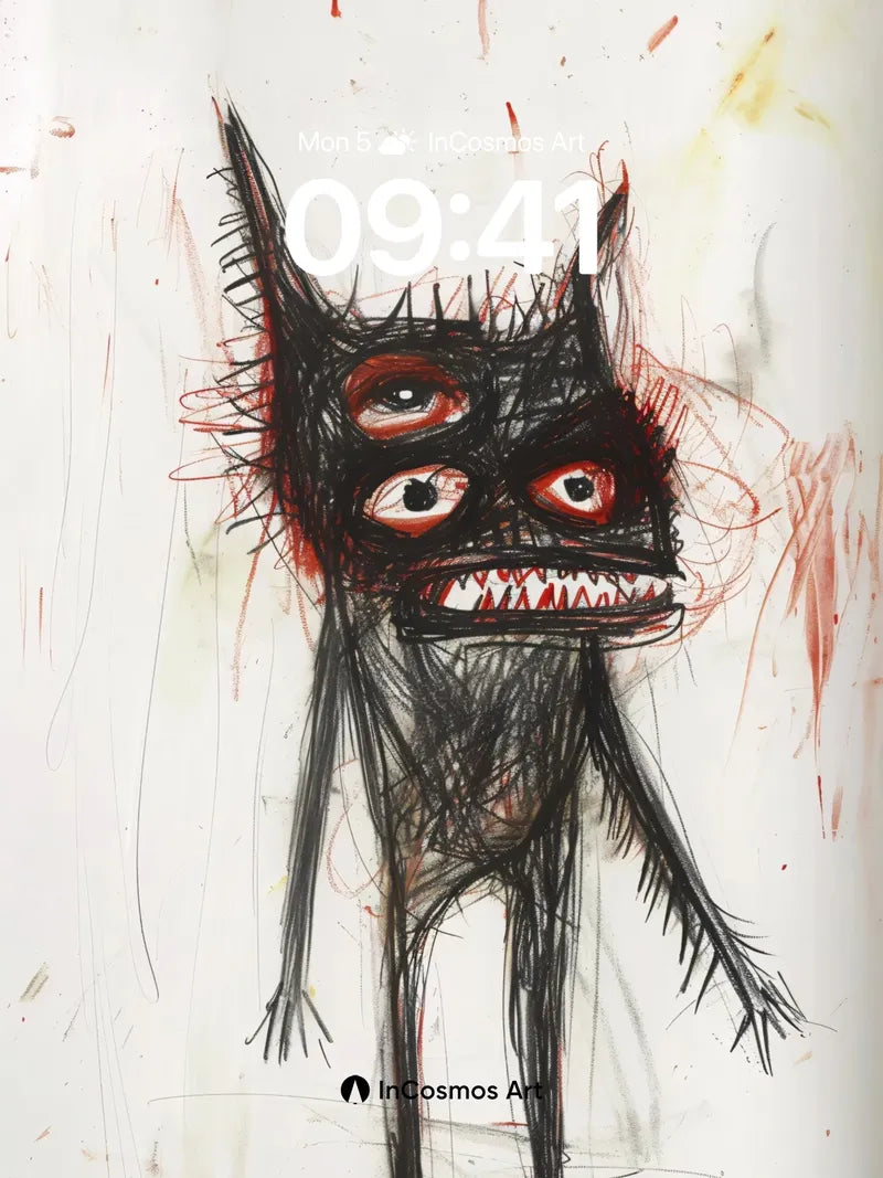 Frenzied Ink Monster Wallpaper with Blood Splatter Veins