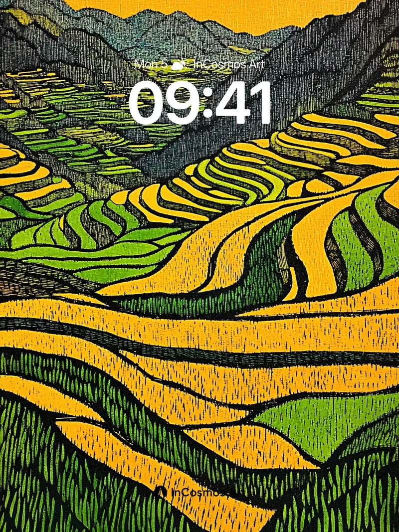 Golden Ridge Wallpaper with Terraced Lines