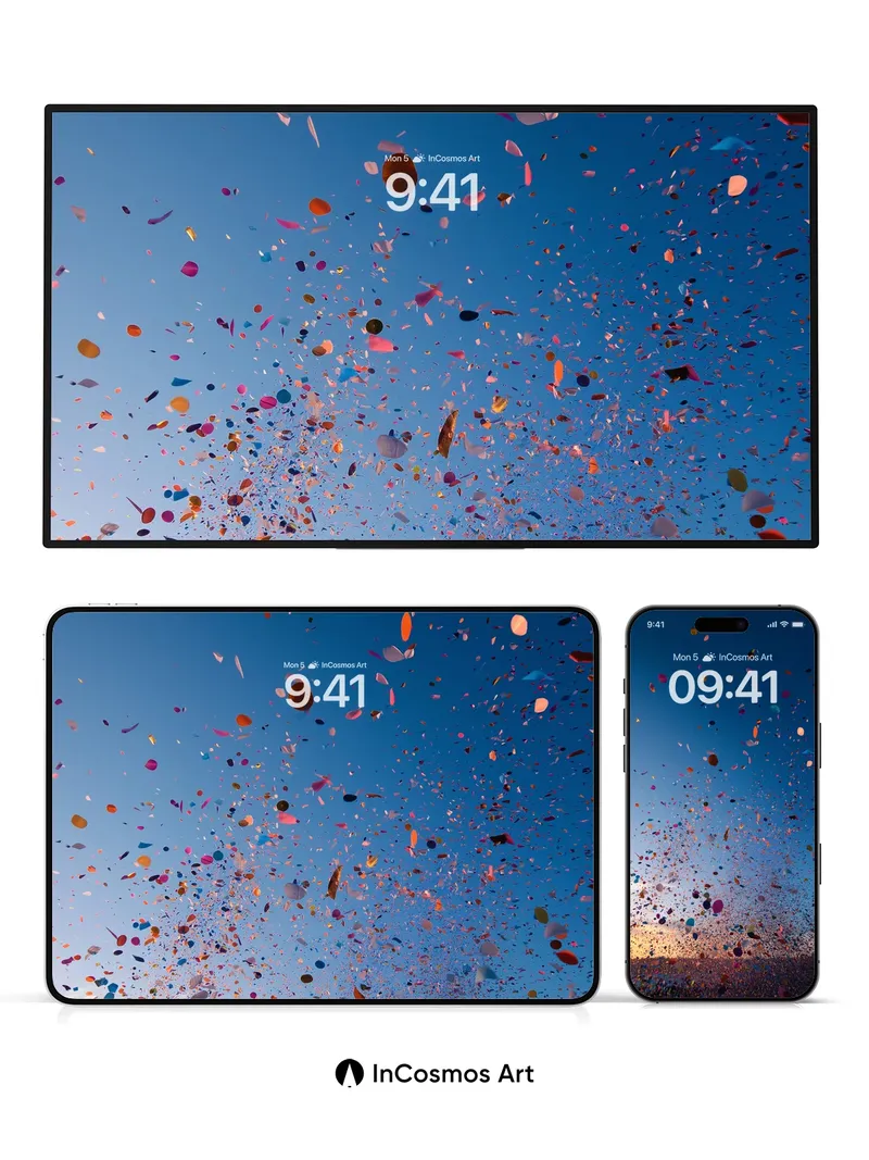 Cosmic Confetti Wallpaper with Sunset Glow