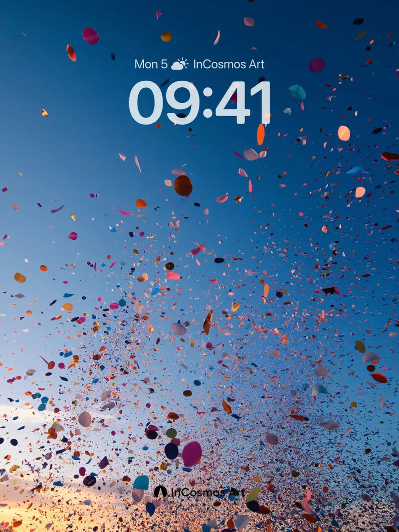 Cosmic Confetti Wallpaper with Sunset Glow