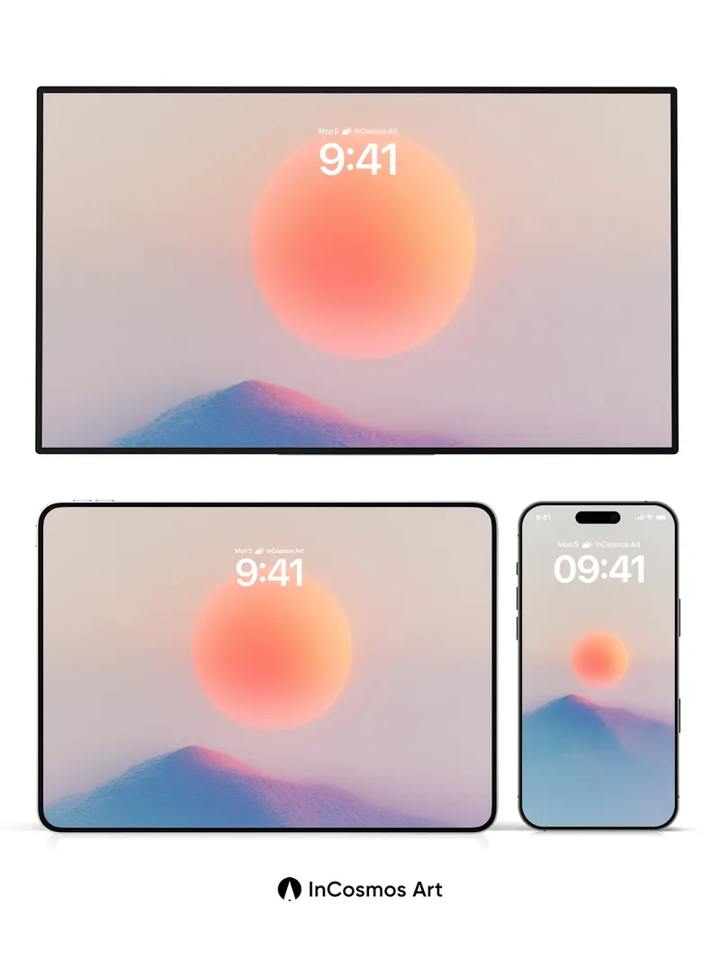 Serenity Summit Wallpaper with Ethereal Sun