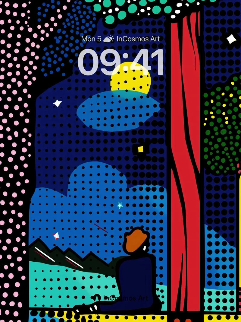 Starry Forest Wallpaper with Polka-Dot Canopy