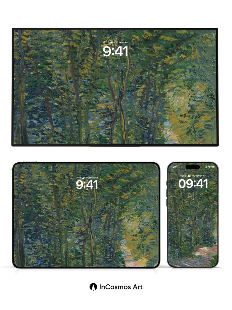 Whispering Canopy Wallpaper with Sunlit Trails