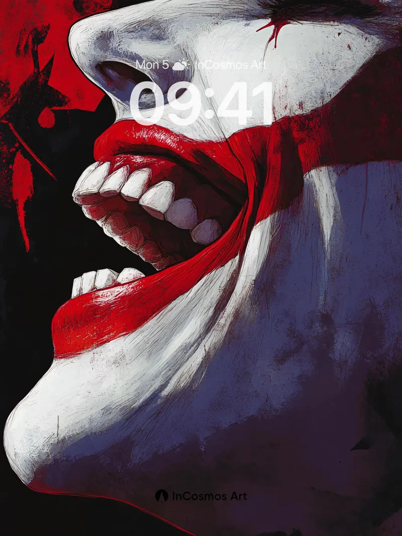 Crimson Grin Wallpaper with Blood-Red Strokes wallpaper for iPhone, iPad & Mac