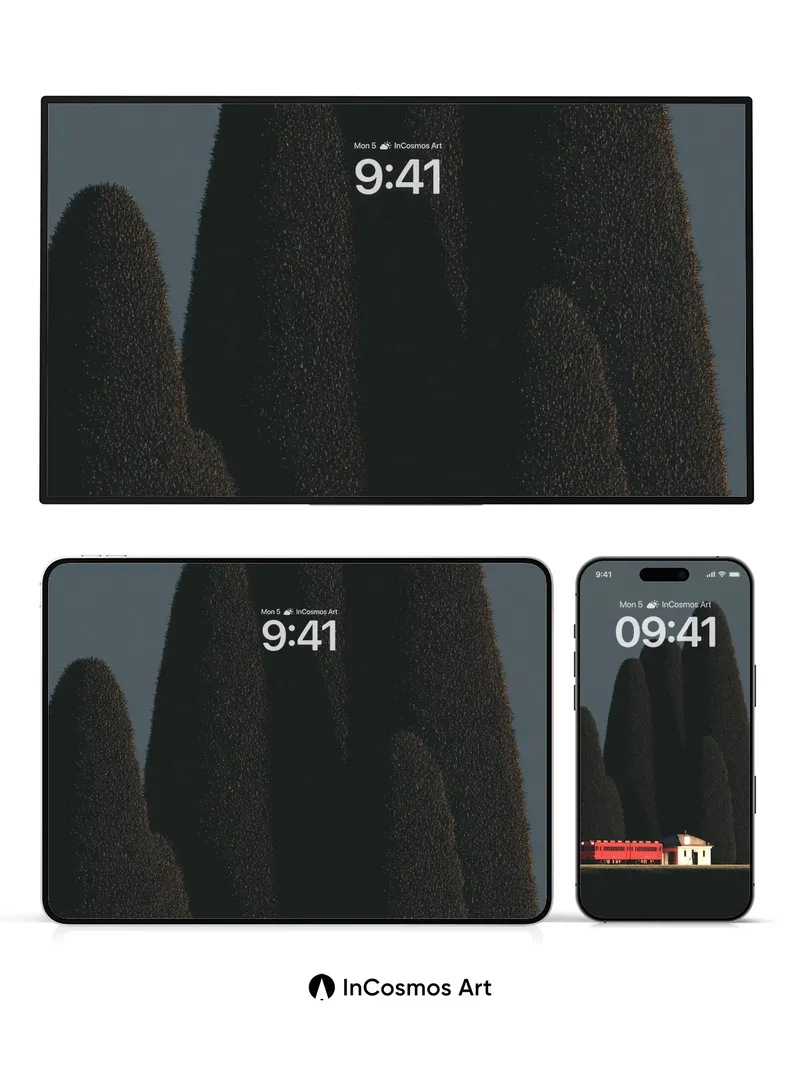 Silent Peaks Wallpaper with Crimson Train