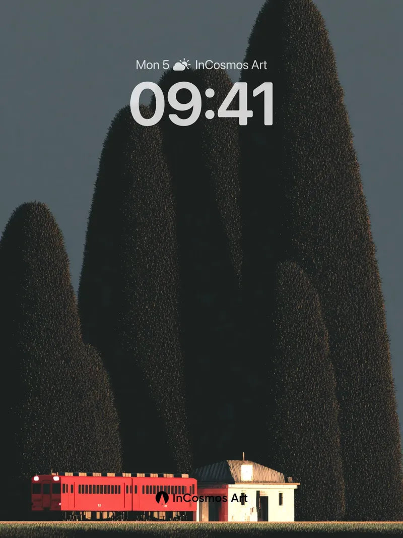 Silent Peaks Wallpaper with Crimson Train