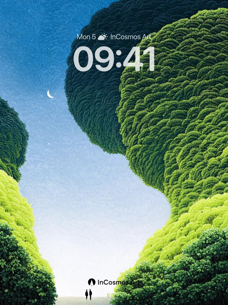 Serenity Grove Wallpaper with Moonlit Canopy wallpaper for iPhone, iPad & Mac