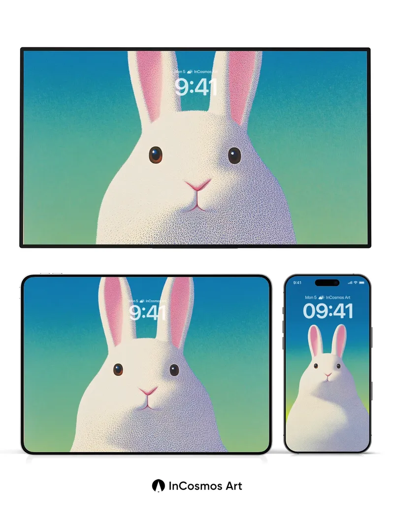 Serene Bunny Wallpaper with Gradient Sky