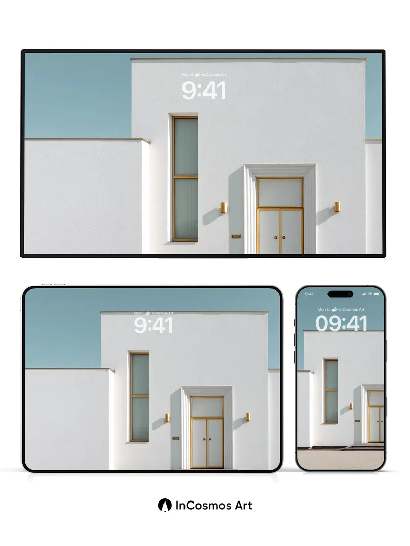 Serene Geometry Wallpaper with Golden Accents