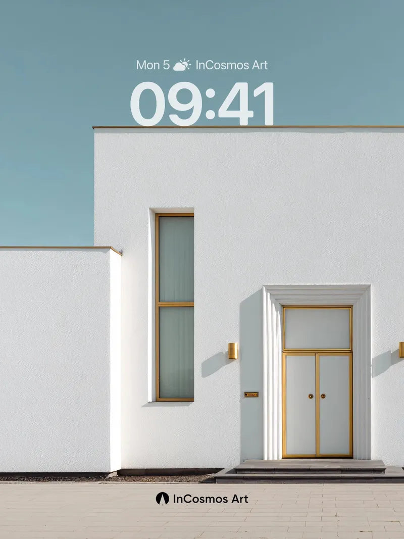 Serene Geometry Wallpaper with Golden Accents