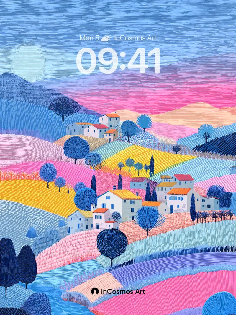 Pastel Ridge Wallpaper with Layered Horizon wallpaper for iPhone, iPad & Mac