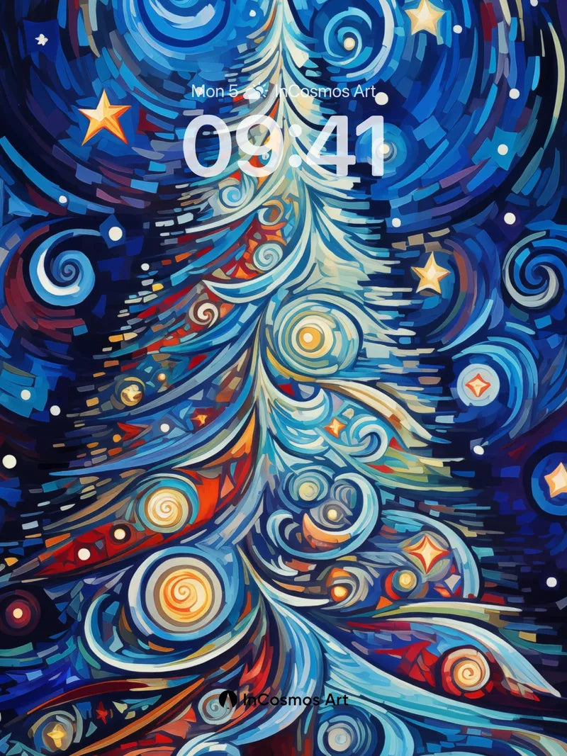Cosmic Spiral Wallpaper with Starlit Tree wallpaper for iPhone, iPad & Mac