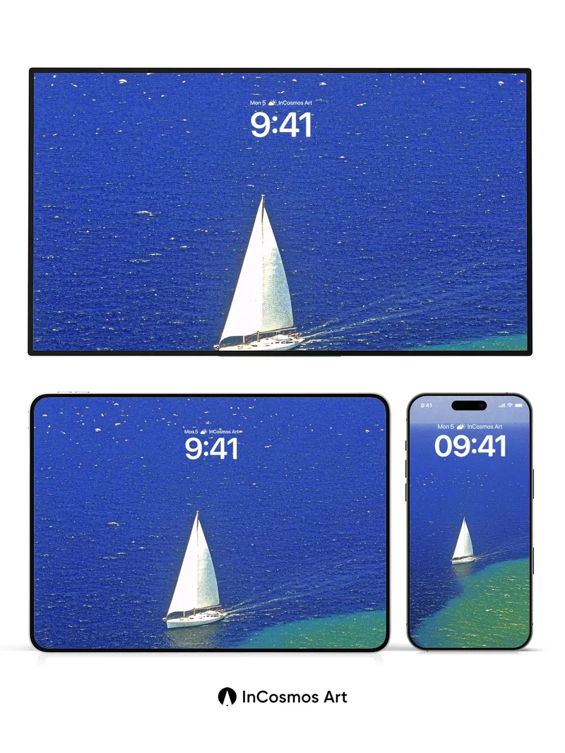 Serenity Sail Wallpaper with Ocean Gradient