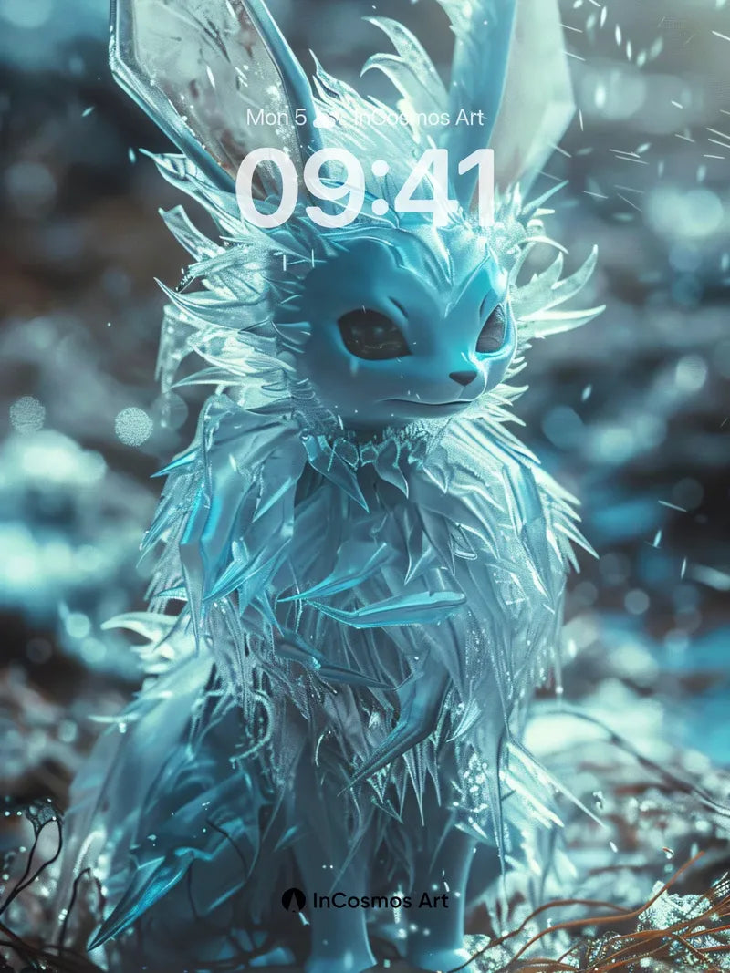Frostwhisper Bunny Wallpaper with Icy Feathers