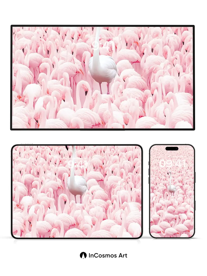 Solitary White Wallpaper in a Sea of Pink