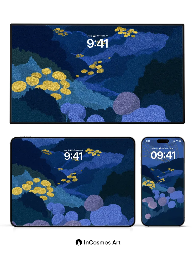 Nocturnal Bloom Wallpaper with Golden Veins