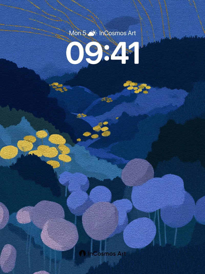 Nocturnal Bloom Wallpaper with Golden Veins