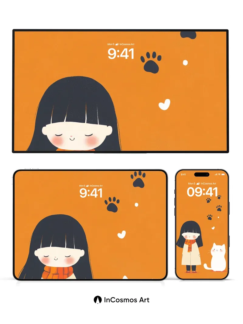 Whispering Paw Prints Wallpaper with Silent Companions