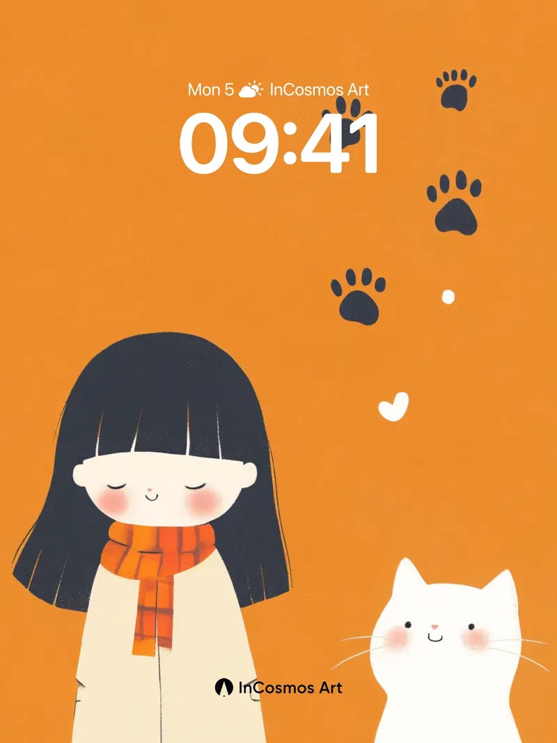 Whispering Paw Prints Wallpaper with Silent Companions