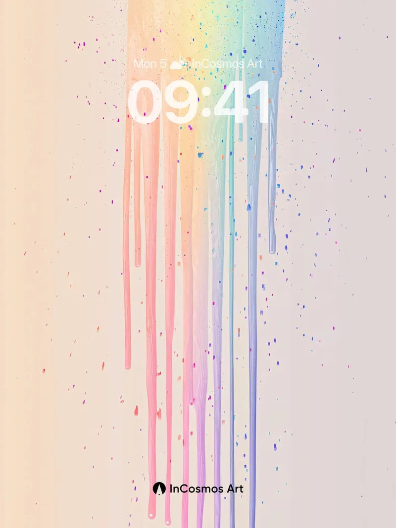 Luminous Drip Wallpaper with Rainbow Veins
