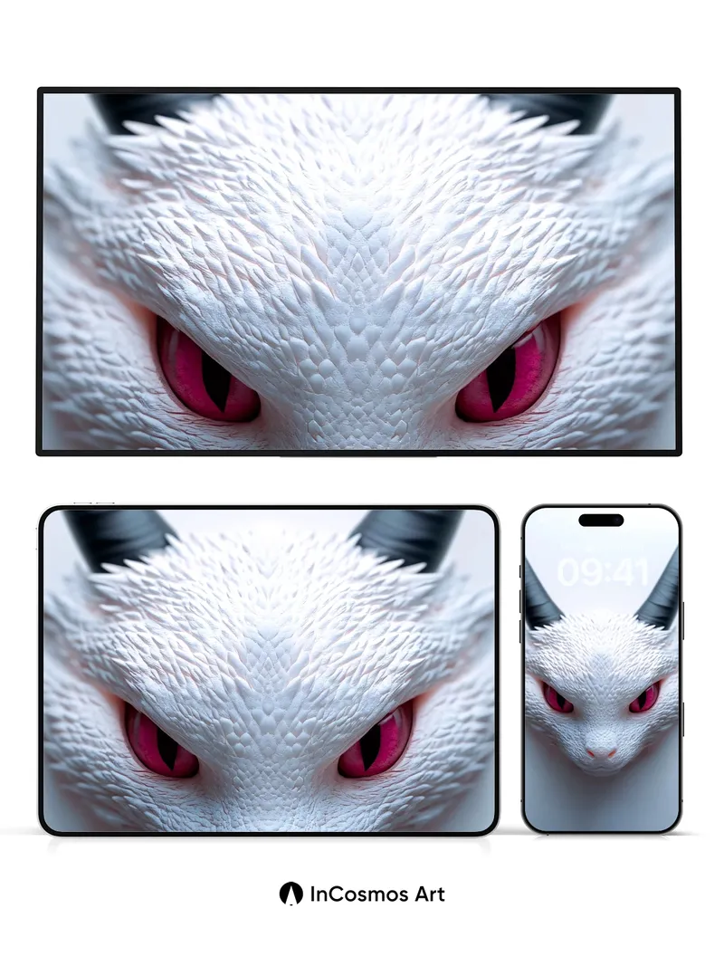 Frostborne Gaze Wallpaper with Obsidian Horns