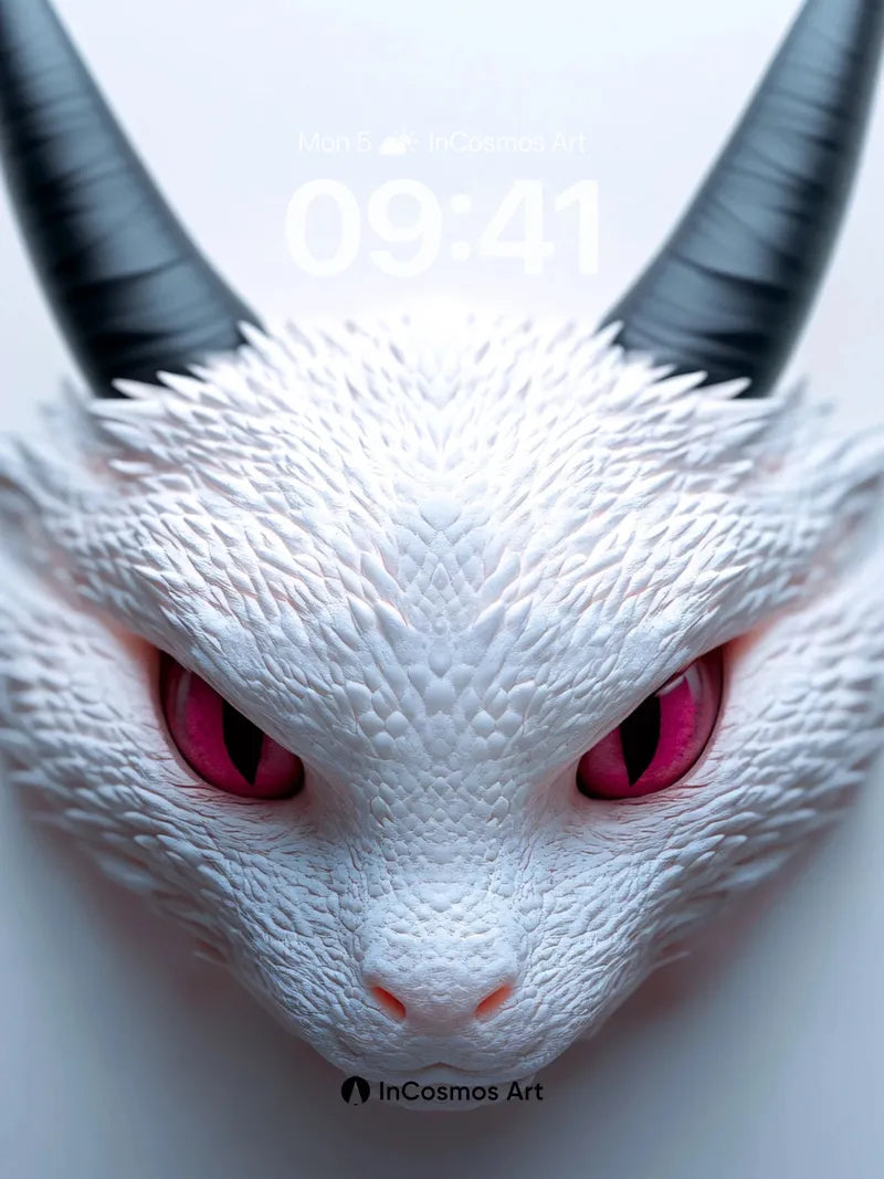 Frostborne Gaze Wallpaper with Obsidian Horns