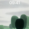 Serene Green Hills Wallpaper with Solitary Cat wallpaper for iPhone, iPad & Mac