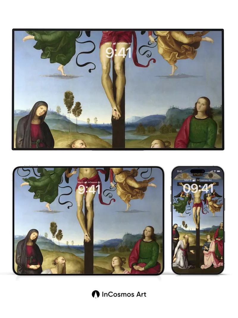 Sacred Stillness Wallpaper with Floating Angels