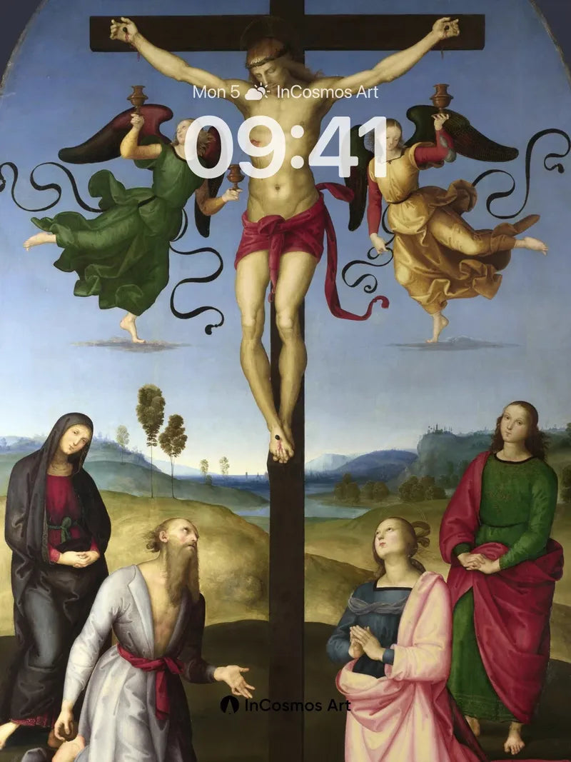 Sacred Stillness Wallpaper with Floating Angels