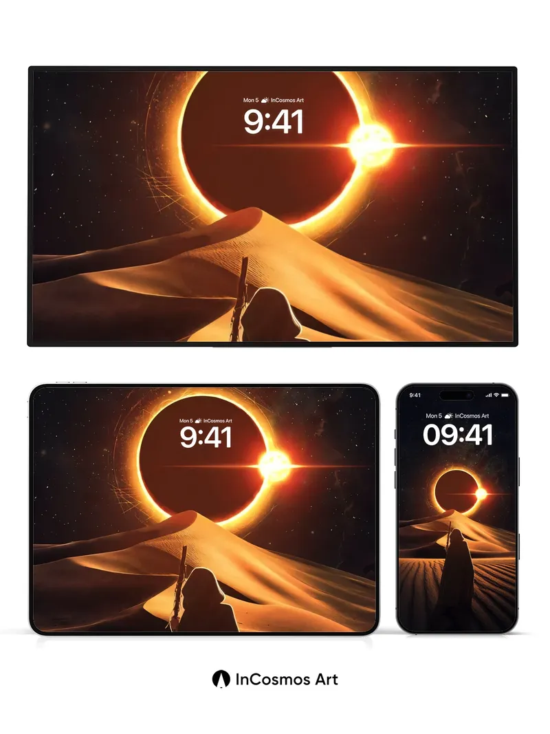 Eclipse Mirage Wallpaper with Desert Shadow