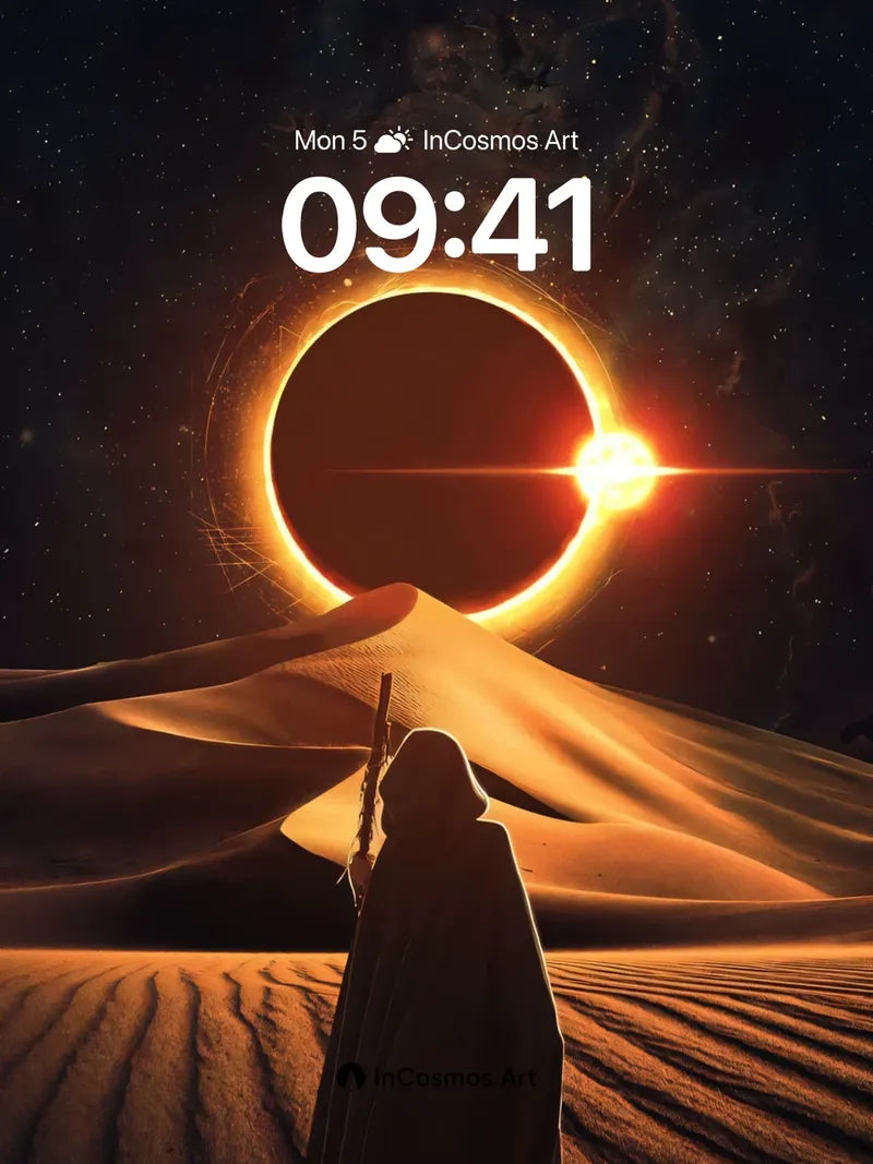 Eclipse Mirage Wallpaper with Desert Shadow