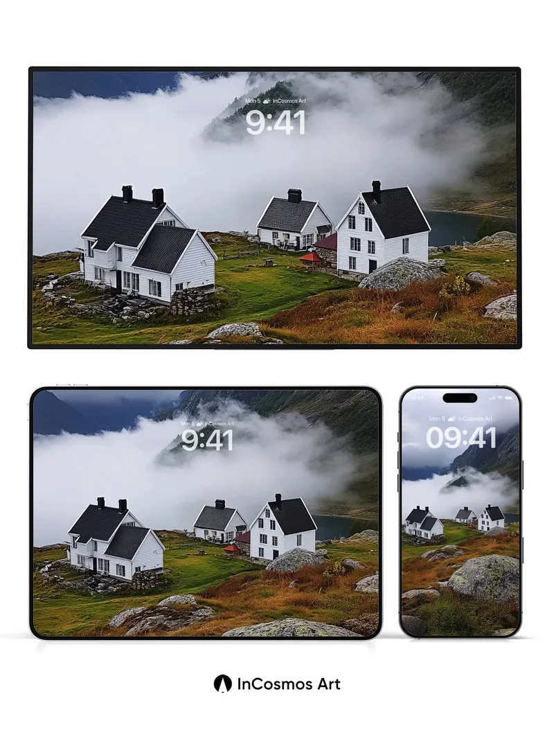 Misty Mountain Hush Wallpaper with Stone Whispers