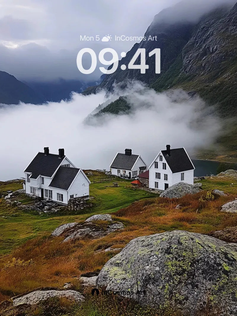 Misty Mountain Hush Wallpaper with Stone Whispers