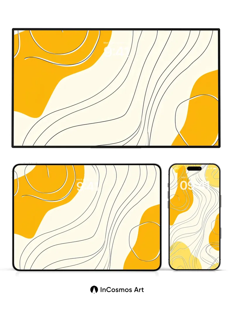 Golden Flow Wallpaper with Whispering Lines