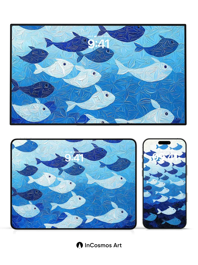 Serenity Swim Wallpaper with Textured Depth