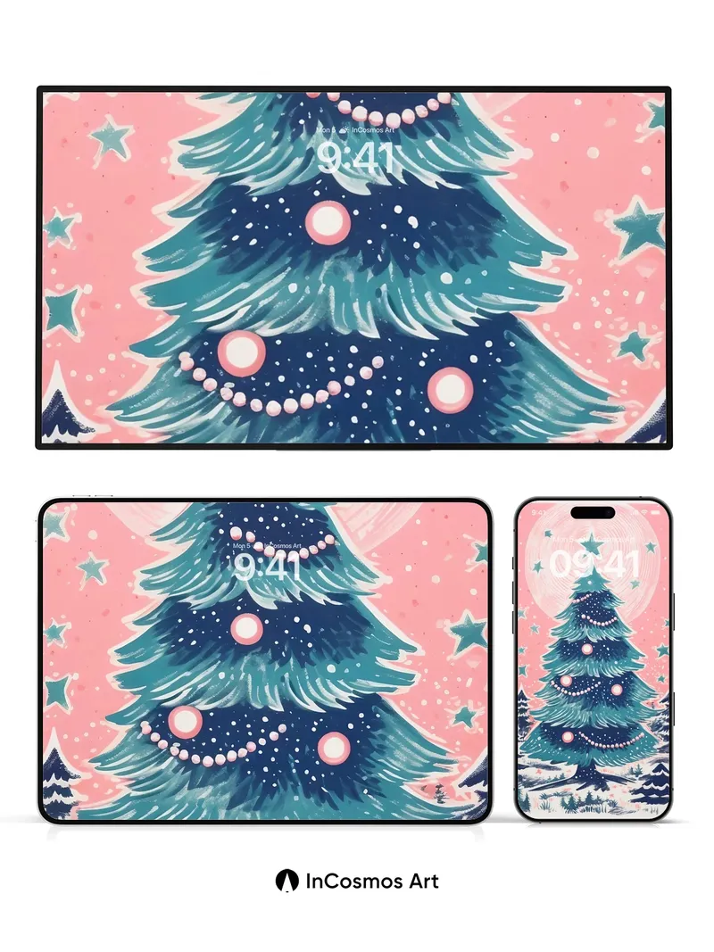 Cosmic Frost Wallpaper with Starlit Canopy